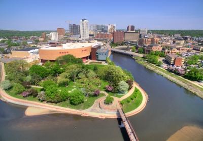 Arial shot of the City of Rochester 